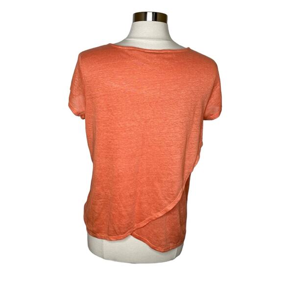 H by Halston Cross Back Coral Orange Linen Top Women’s Size Medium - Picture 9 of 9